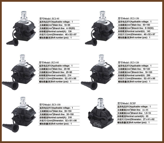 Insulation piercing connector for overhead ABC cable 16-95mm2 UV thermoplastic other products