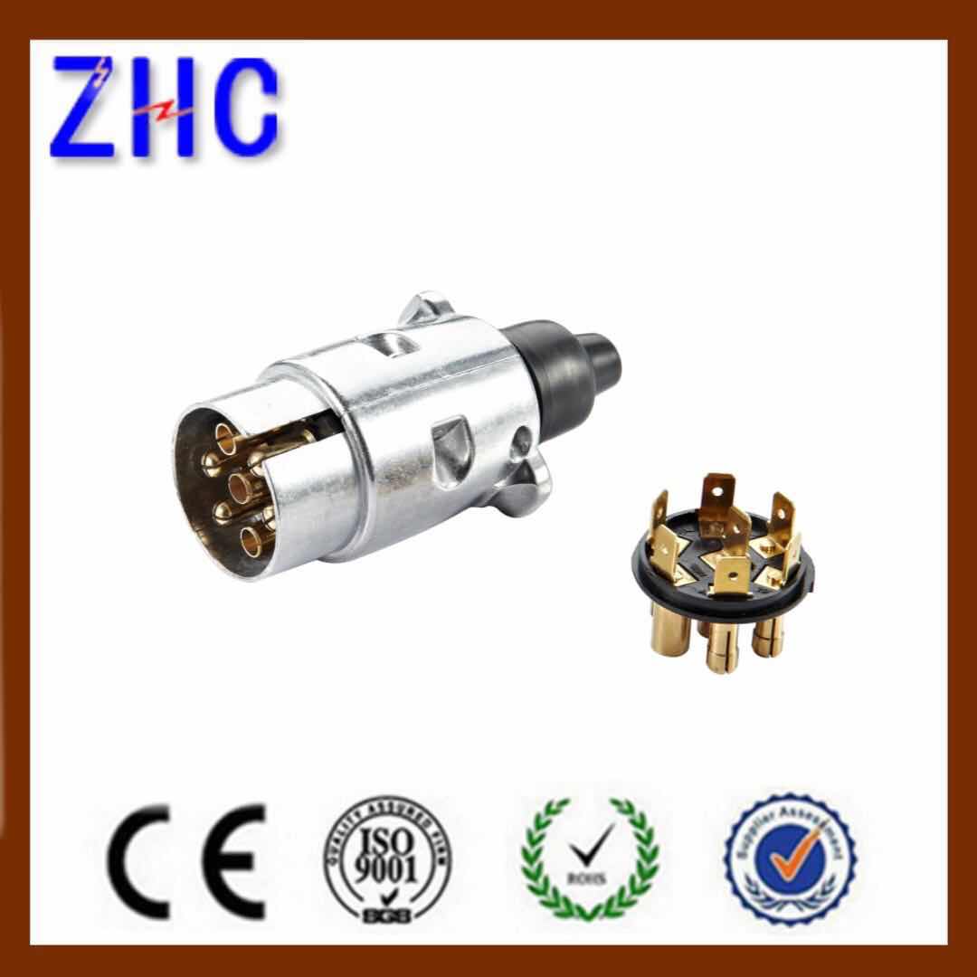 European 7P 12V Aluminum Male Trailer Connector with Fast Insert Wire