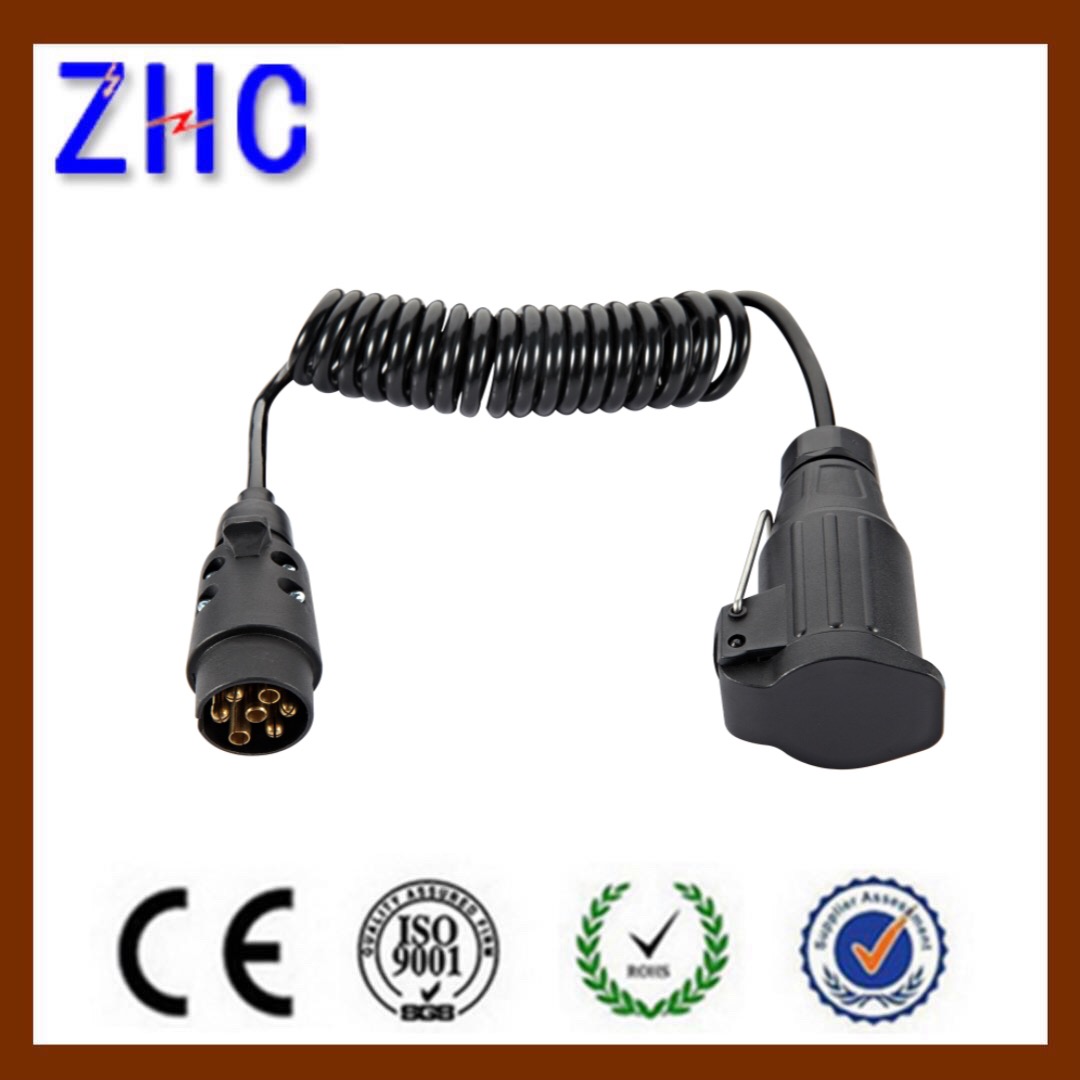 Euro Type 12V 7P 13P Male & Female Cable Extension Cord TPU Spring