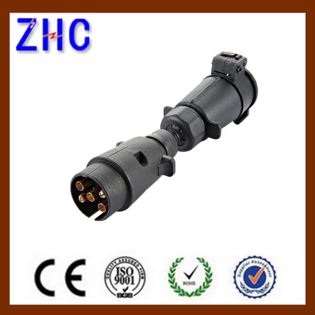 Australian Style Male 5P Round Plug to 7P Round Female socket 12V Plastic Trailer Connector For